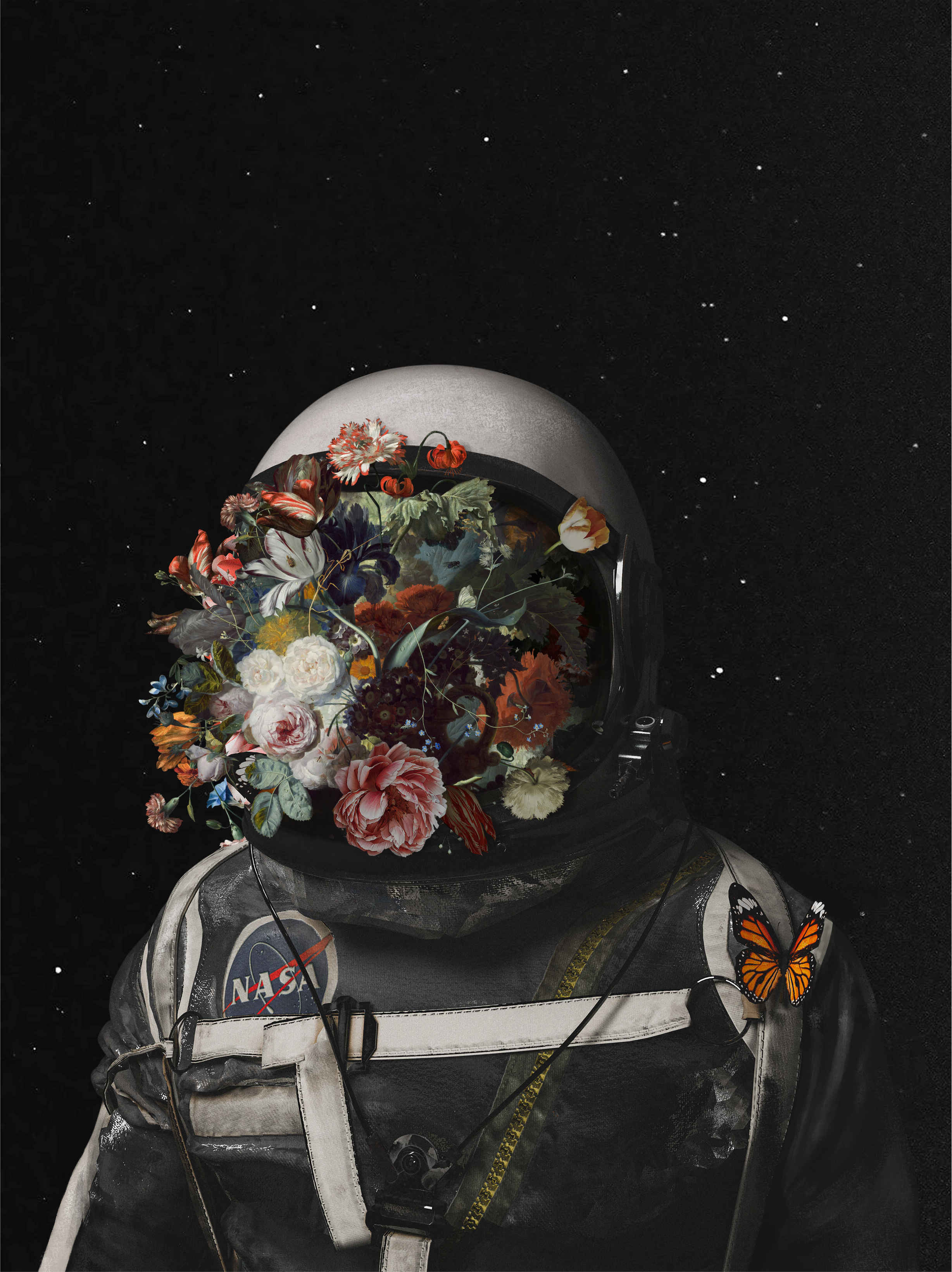 Cosmic Bloom: Astronaut and Flowers - Image 2