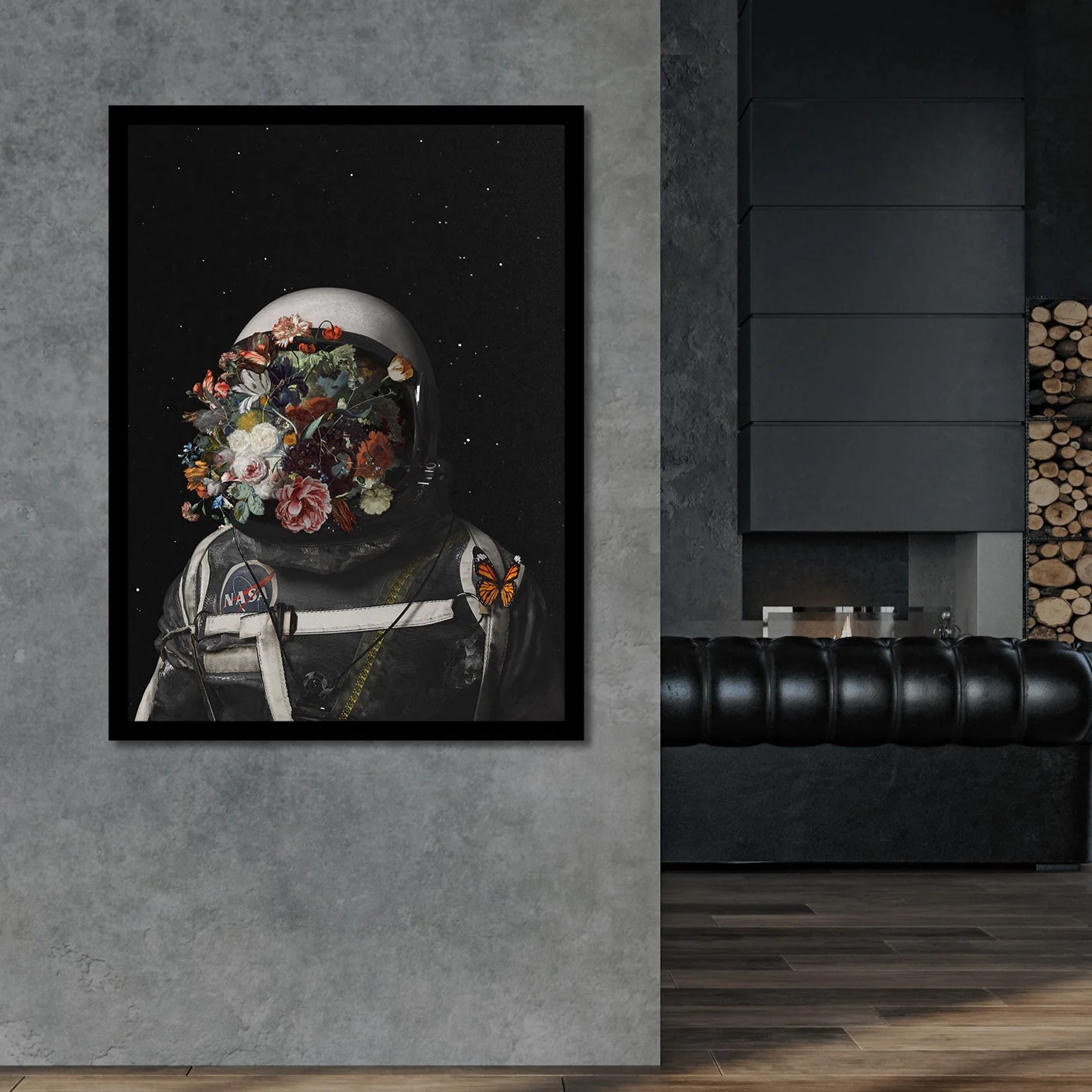 Cosmic Bloom: Astronaut and Flowers - Image 3