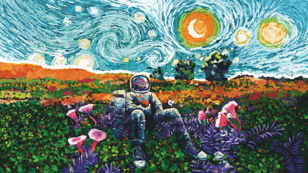Astronaut enjoys the Starry Night - Landscape - Image 2