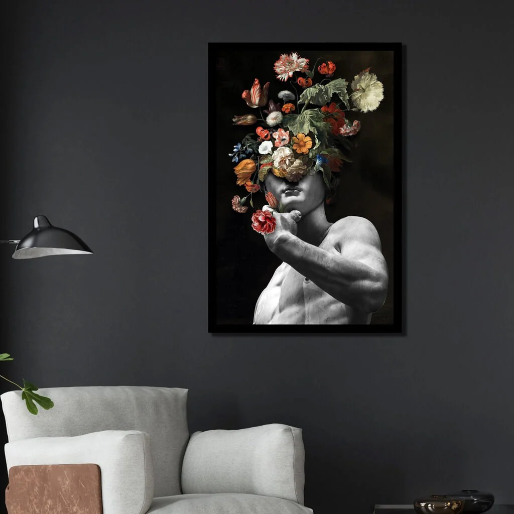 David of Michelangelo and Flowers