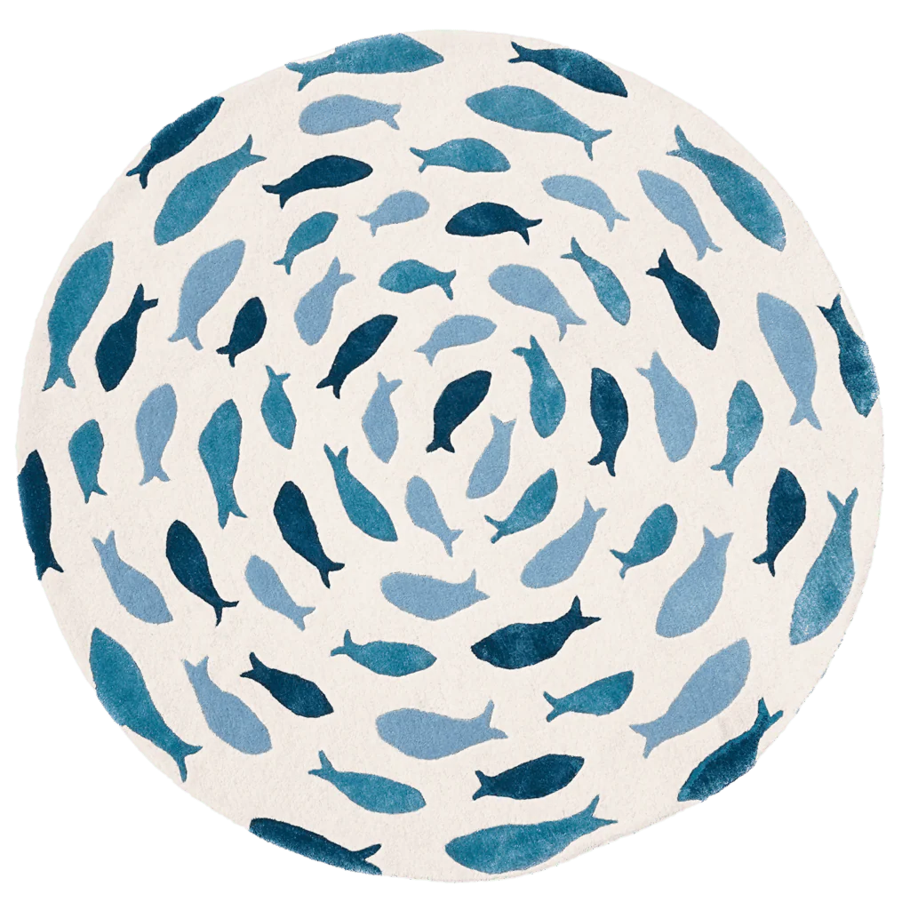 Fish Swirl Blue Rug - Image 2
